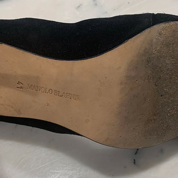 Vintage Manolo Blahnik Black Suede Heels - Picture 7 of 14